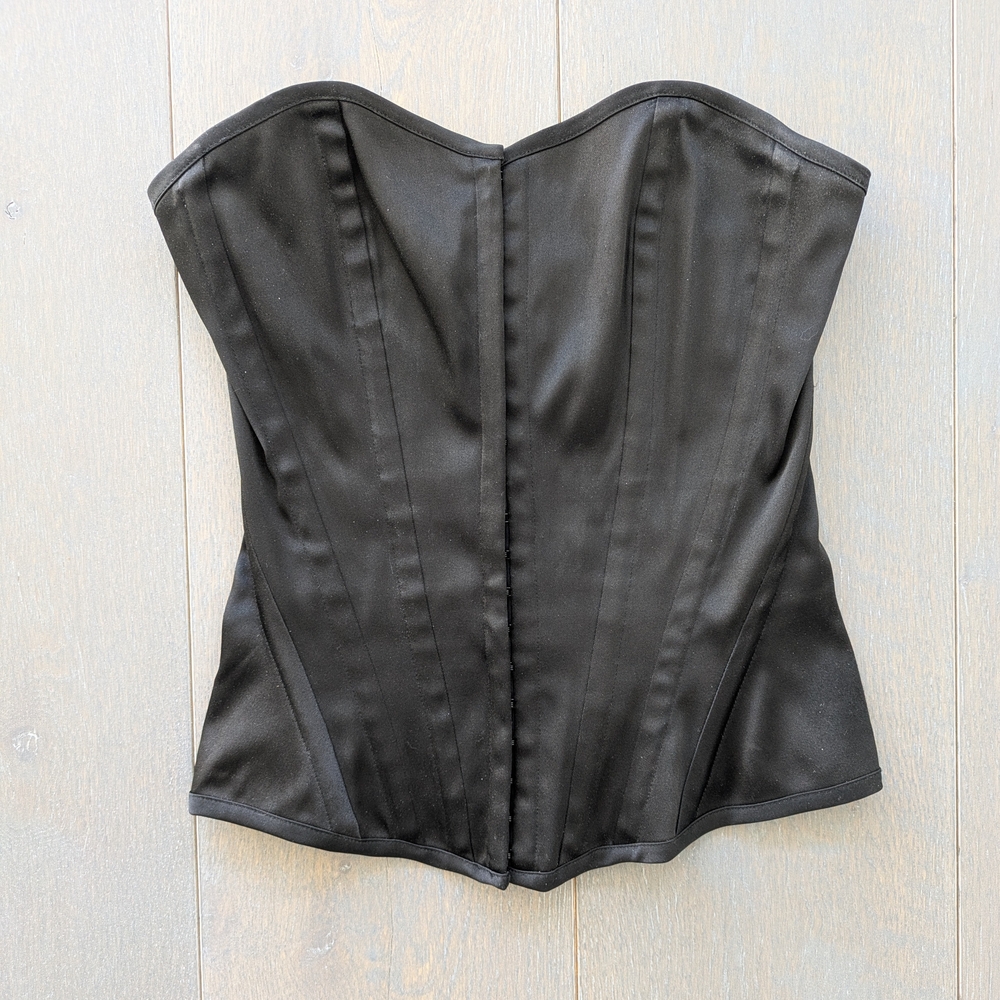 Charlotte Russe Corset, Hooks in Front, Laced Up in Back, Black, Size S